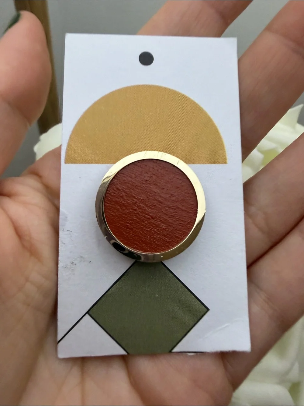 Round Gold-Trimmed Rust Red Enamel Ring